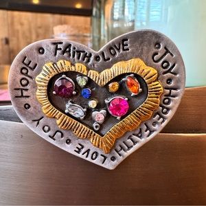 Artisan Bejeweled Heart Brooch or Pendant